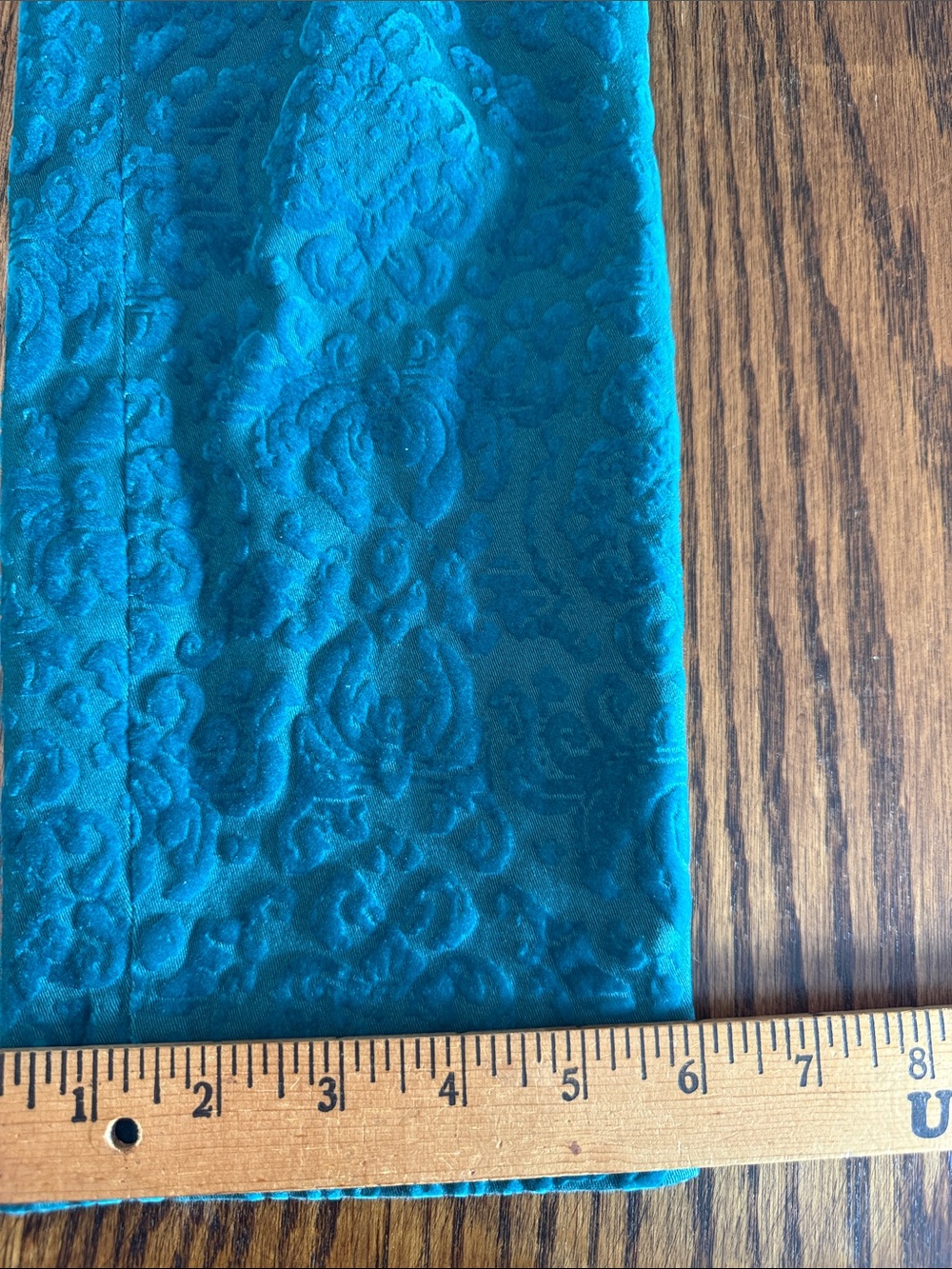 Cigarette Pants Anthropologie Velvet Burnout Teal Floral Cartonnier Size 6 - Picture 16 of 16